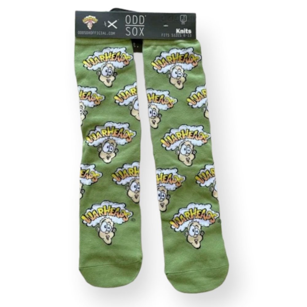 Brand New with Tag Mens Odd Sox Warheads Candy Crew Socks, 6-13, Green